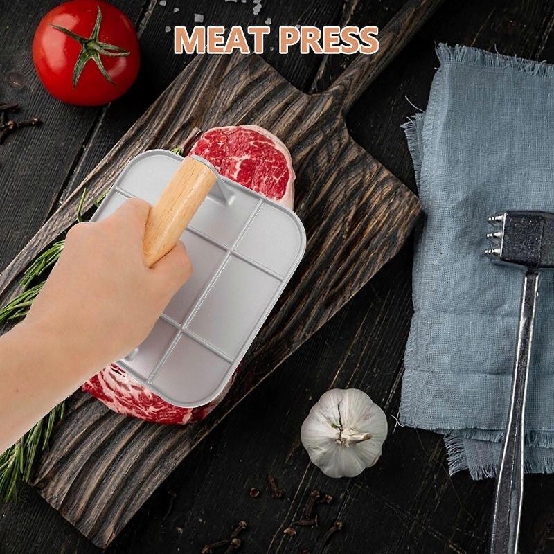 Heavy Duty Burger Patty Maker Press with Wood Handle for Kitchen