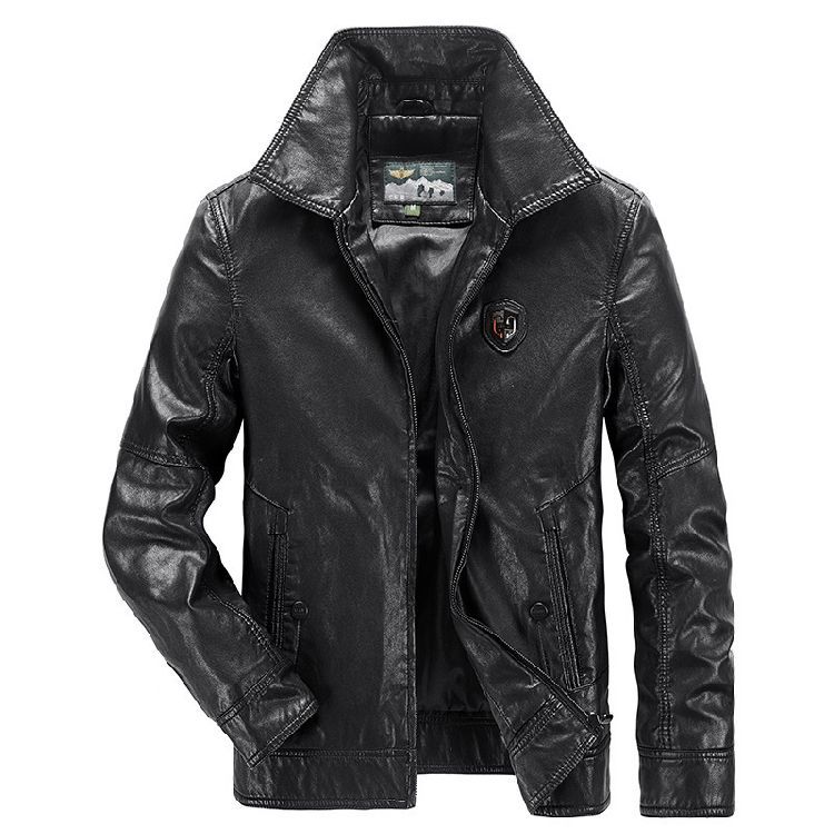 Новая кожаная куртка мужская модная приталенная куртка с лацканами