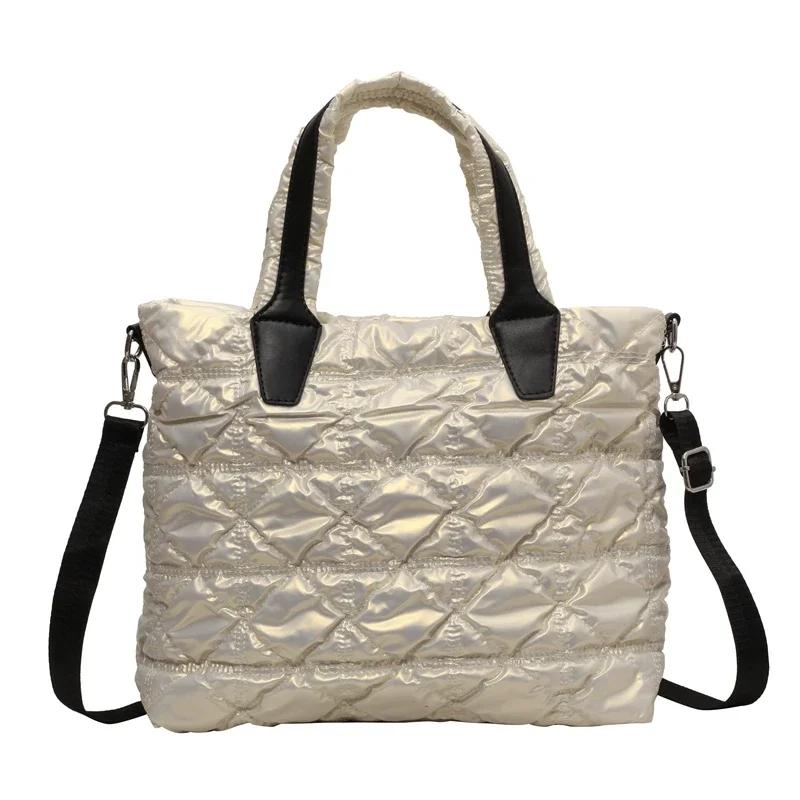 Модная женская сумка через плечо, прочная повседневная сумка через плечо, нейлоновая сумка большой вместимости, стеганая, с подкладкой, дорожная сумка-шоппер