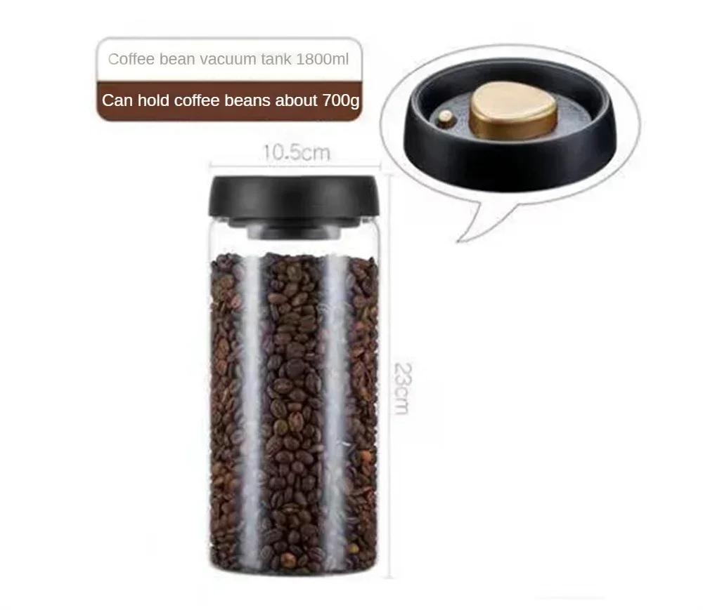 Vacuum Sealed Glass Mason Jars with Lid Coffee Bean Tank Household Food Storage Moisture-proof Air Extraction Airtight Container