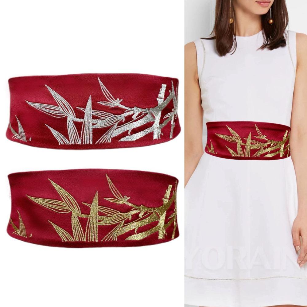 Регулируемый пояс для украшения ханьфу, ретро бамбуковый вышитый пояс, украшение для платья-корсета