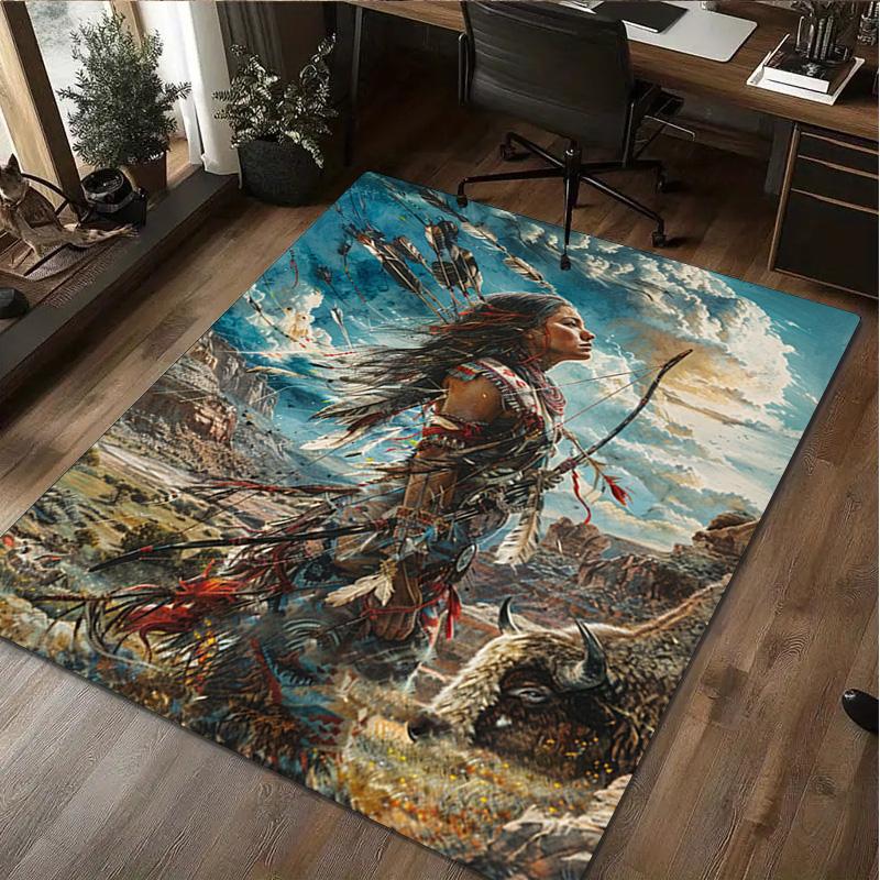 1Pc Native American Rug - Home carpet Office Decorative Carpet For Living Room Bedroom Door Mat Floor Rug Computer Chair Area Rug
