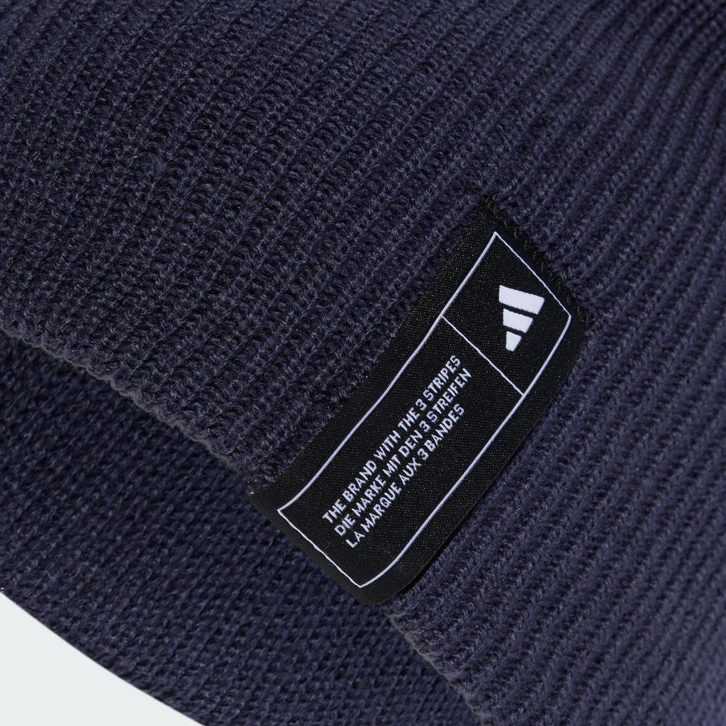 Базовая вязаная шапка-бини Унисекс для взрослых JRZ72 Синий тень [Adidas] Темно-синий/Черный/Полу-Цит (IY5258) 60-63см