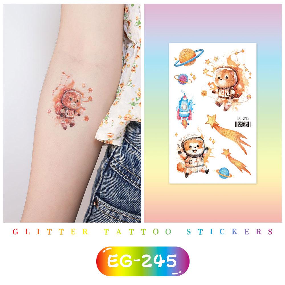 Красочные милые мультяшные животные блестящие татуировки наклейки для детей