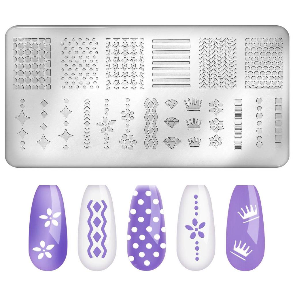 Прочная металлическая пластина для стемпинга ногтей с различными узорами для нейл-арта - 12 x 4 см