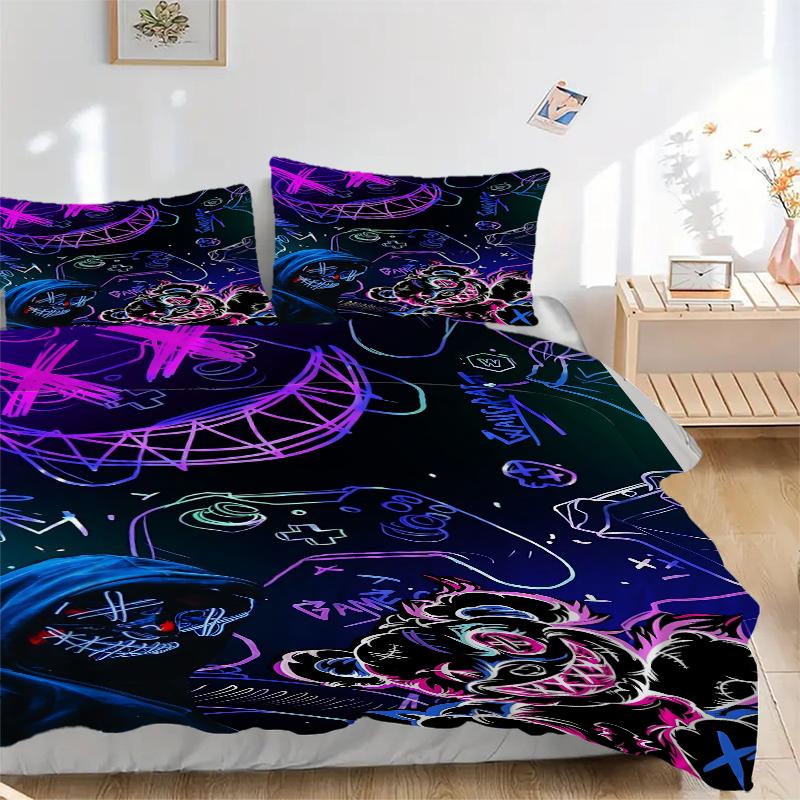 3Pcs Neon Artistic Creatures Bedding Sets For All Sizes New 3D Printed Bed Cover Comforter Duvet Cover Pillowcase Bedroom Decoration