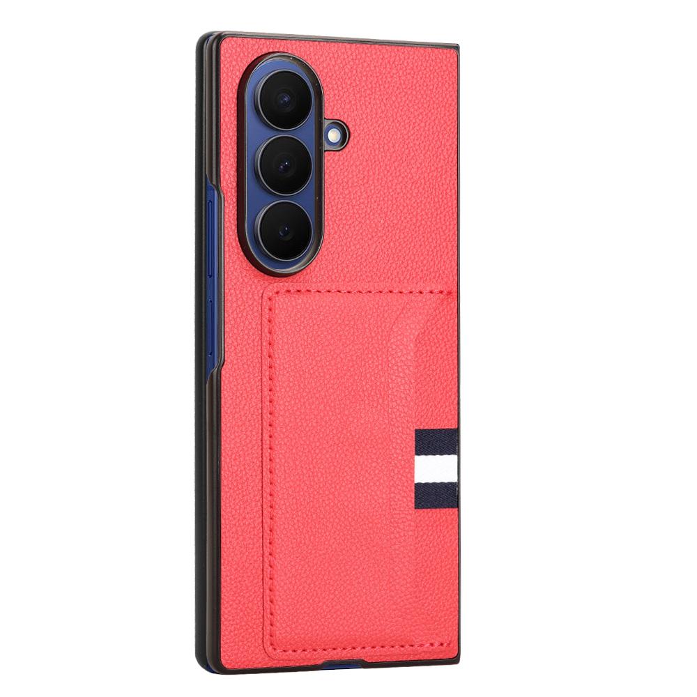 Чехол-кошелек с держателем для карт для Samsung Galaxy Z Fold7 5G, кожа с текстурой личи + ПК