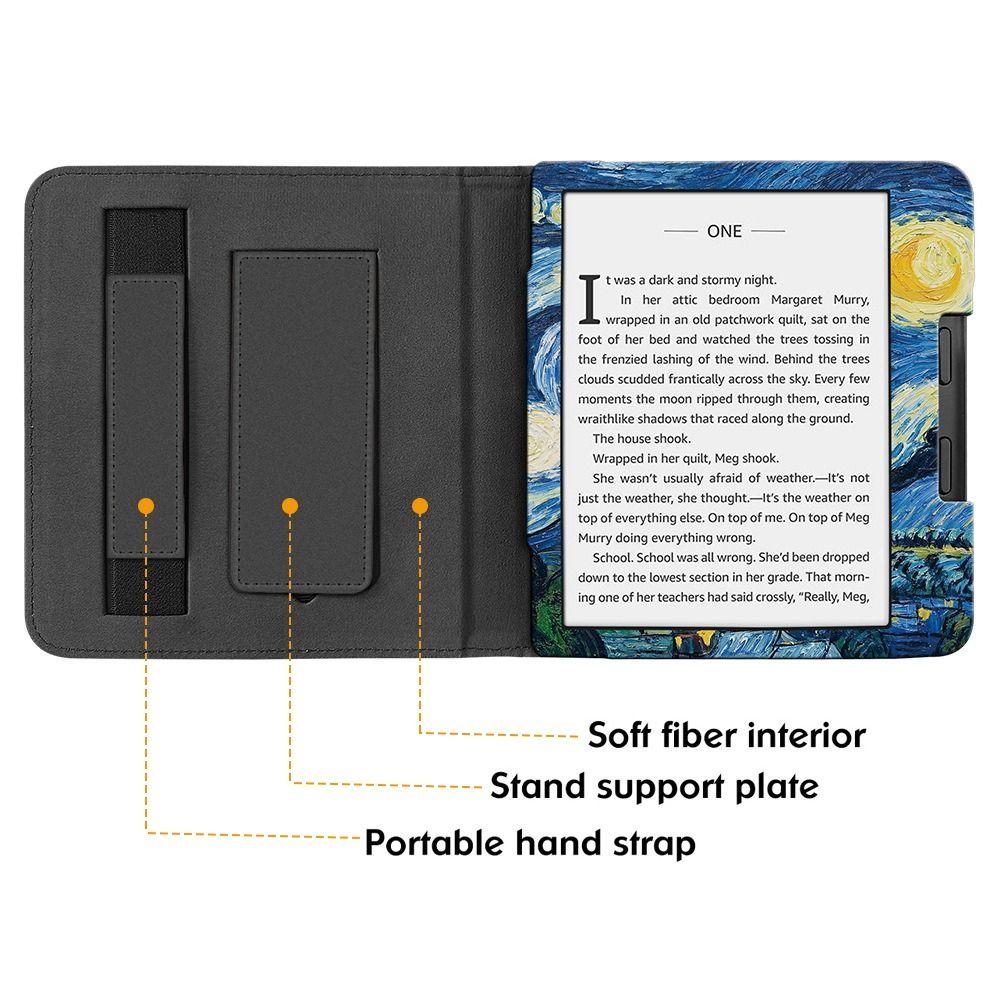 Чехол для электронной книги с автоматическим режимом сна/пробуждения 7 дюймов из искусственной кожи, защитный чехол для Rakuten KOBO Libra Color 2024