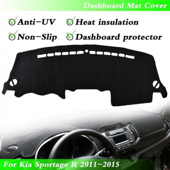 1pc Black Dashmat Dashboard Mat Cover Anti-Sun For Kia Sportage R 2011-2015