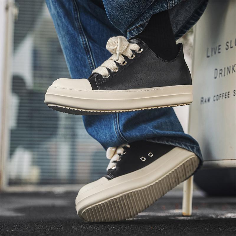 Мужская обувь 2024 новая толстоподошвенная легкая мягкоподошвенная повседневная обувь для скейтборда мужские низкие черные кроссовки 6863-J