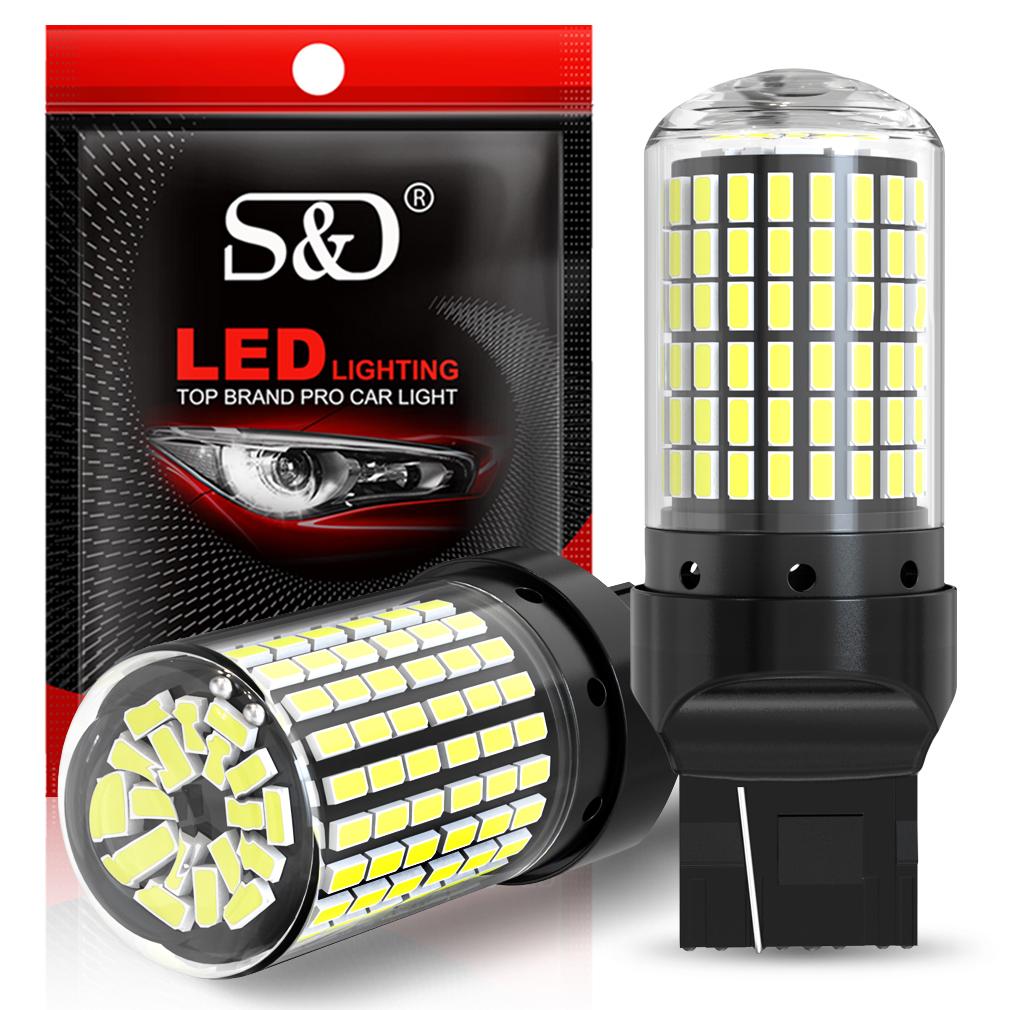 2 шт. Мощные автомобильные светодиодные лампы 1156 BA15S P21W BAU15S PY21W 1157 P21/5W T20 7440 W21W Canbus 144SMD Лампа указателя поворота Стоп-сигнал Задний фонарь Задний ход 12В