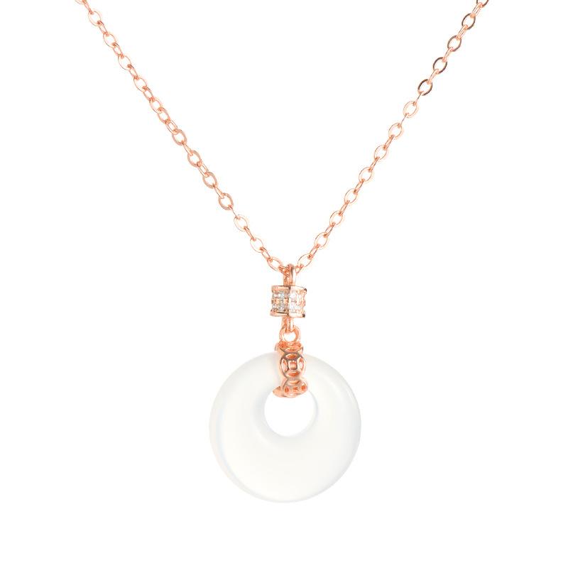 Ретро-стиль S925 серебряный халцедоновый предохранительная пряжка ожерелье женский Linglang peiyu кулон средний свитер цепочка ювелирные изделия мода