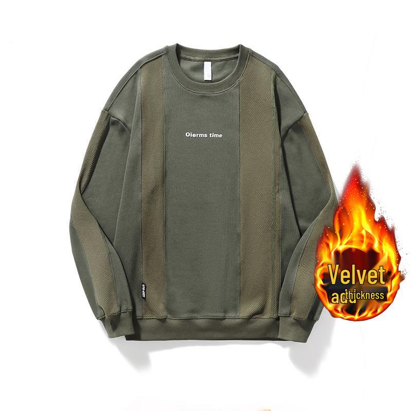 Мужская ретро-толстовка с пэчворком: Тяжелый, Свободный крой, Большой размер, Длинный рукав для Осени и Зимы