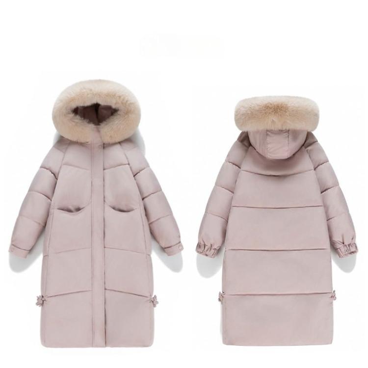 Stylish Thickened Loose Fit Down Jacket with Big Fur Collar for Women In Mid-length