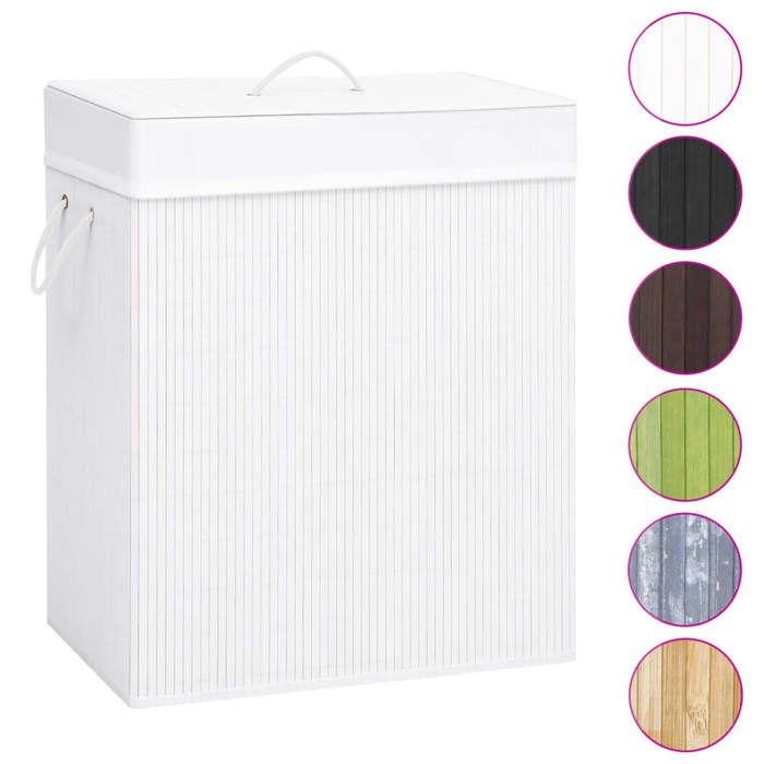 VidaXL Laundry Basket with Single Section White Bamboo 83 L 320752