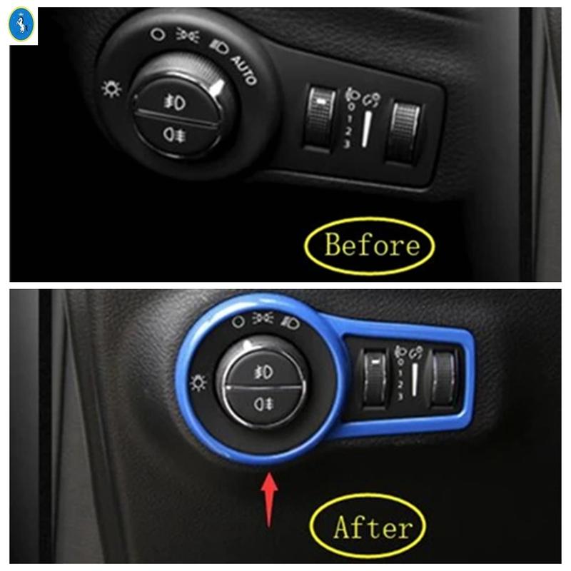 Car Front Head Lights Lamp Switch Button Cover Trim Fit For Jeep Compass Left-hand Drive 2017 - ABS Interior Accessories