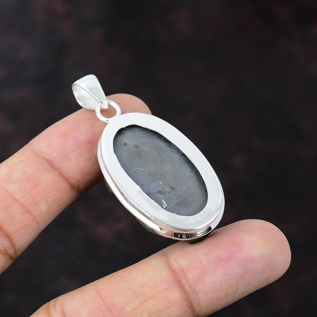 Шунгитовый грубый кулон из стерлингового серебра 925 пробы, ювелирные изделия ручной работы, дизайнерский кулон, натуральный драгоценный камень, ювелирный подарок для мамы, новый кулон