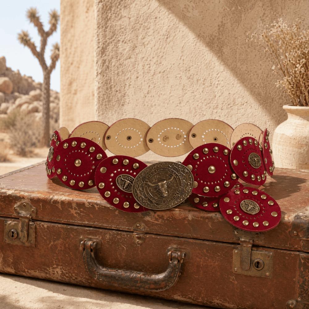 Wide Western Waist Belt Cow Head Buckle PU Leather Belt Ethnic Style Cowboy Belt Casual Wear
