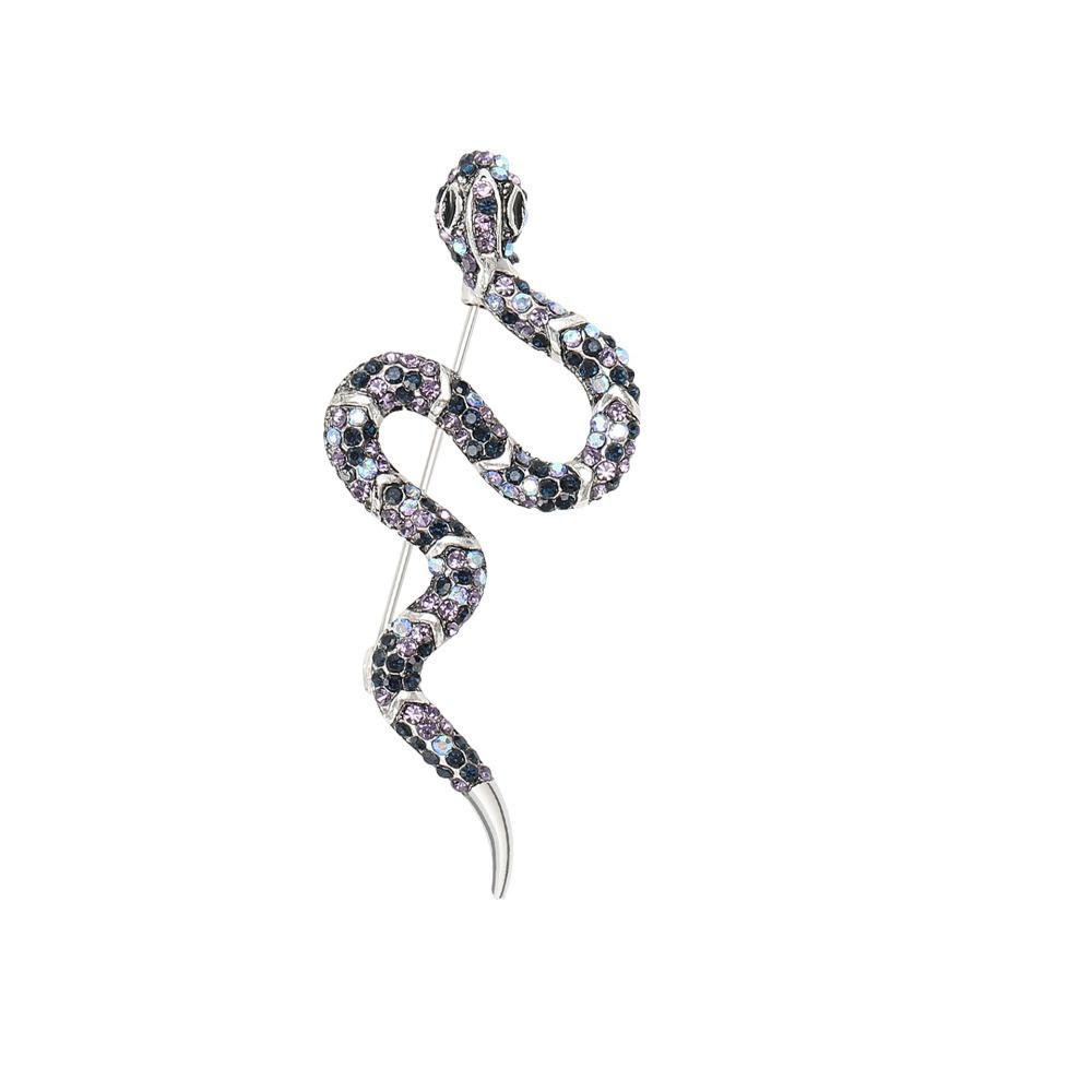 Блестящие броши-заколки с горным хрусталём, минималистичная брошь на лацкан в виде змеи, модная брошь со знаком зодиака Змея, для девочек