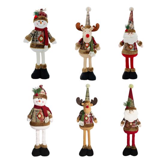 Рождественская плюшевая игрушка с выдвижными ногами, ручной работы, олень, снеговик, Санта Клаус, плюшевая кукла, рождественское украшение для праздничной вечеринки