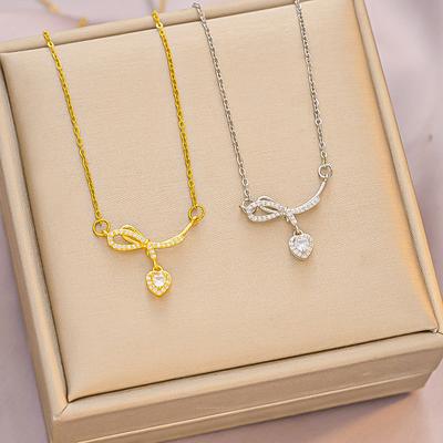 Темпераментное ожерелье с бантом Love, женская цепочка на ключицу