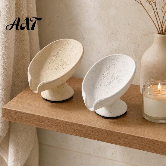 Stone Soap Holder Lotus Leaf Dish Holder, Self Draining Box, Bathroom Saver Nordic Style Decorative Container, for Home Countertop Luxury Accessories