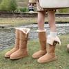 Warm and Velvet Snow Boots for Women Wear Brown Thick-soled Fluffy High Boots, New Mid-tube Cotton Shoes In Autumn and Winter