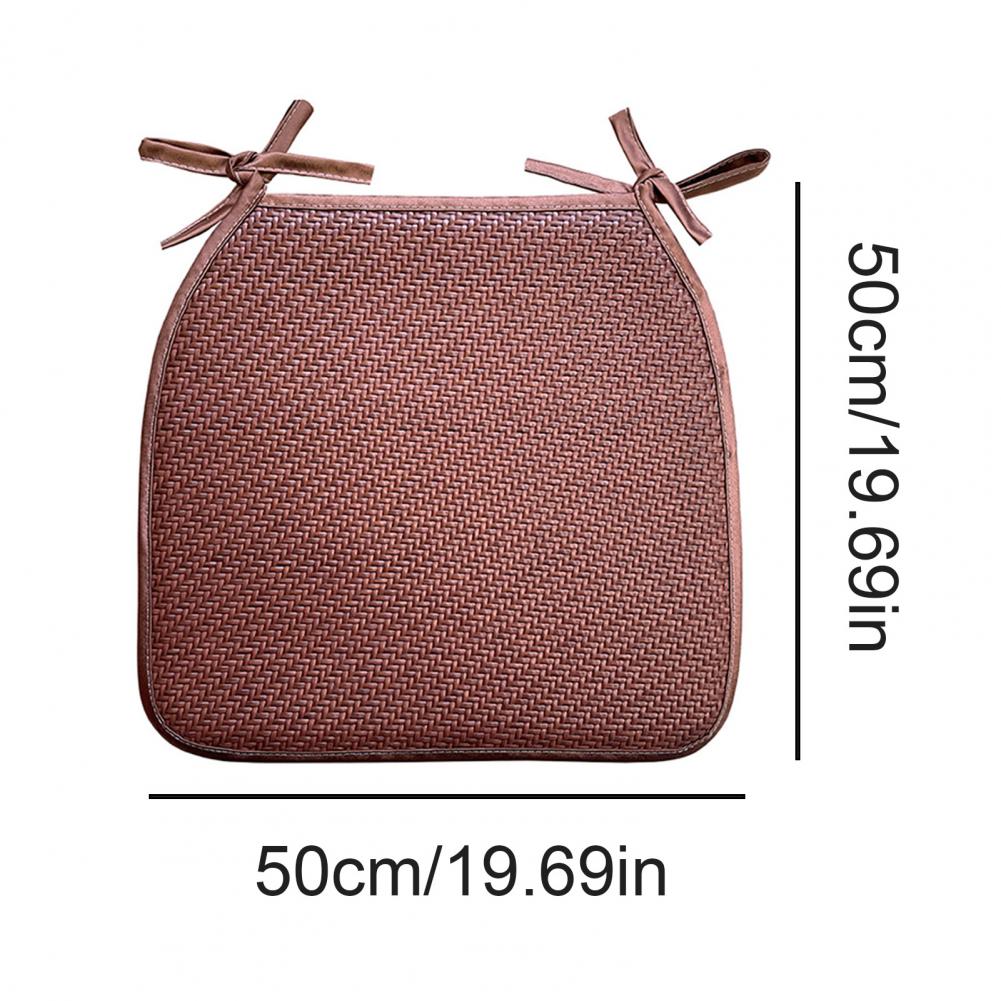 Handwoven Cooling Rattan Seat Pad Square Breathable Office Chair Cushion Non-slip Dining Mat With Ties