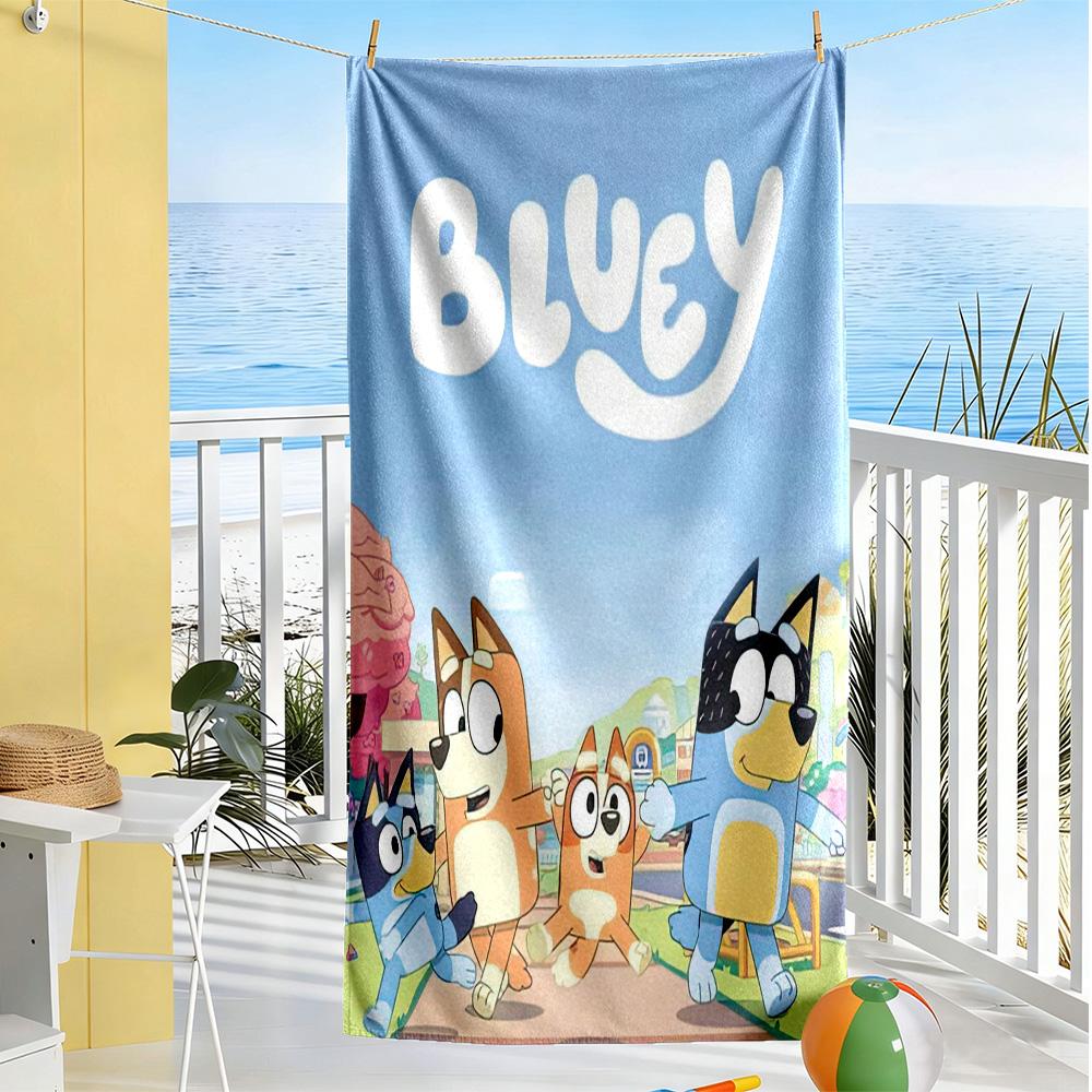 Bluey S Adventure Car Beach Towel Super Soft Microfiber Quickdry Fabric Comfortable Lightweight