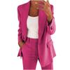 Women's Casual Long Sleeve Solid Color Lapel Cardigan Suit Jacket Pants Suit