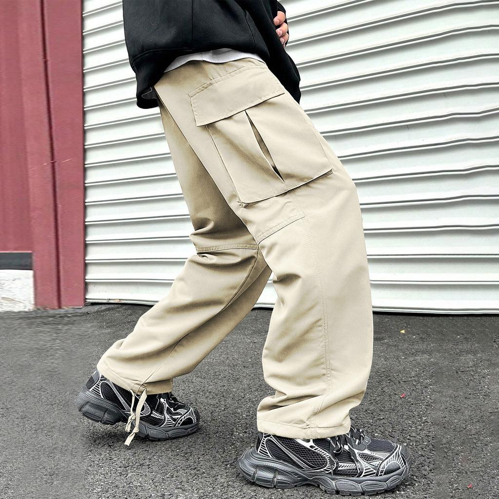 Men's Overalls Drawstring  Multi Pocket Casual Pants Hiking Pants Cotton Twill Pants