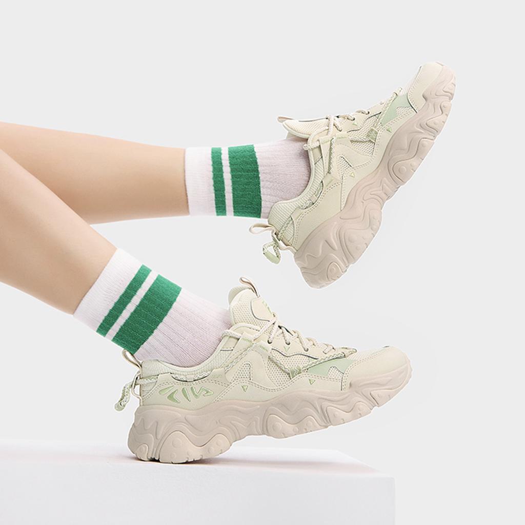 Fila Fluid 5 Обувь с кошачьими лапками 5.0 Простая универсальная низкая повседневная обувь Женские кроссовки Молочно-белый Фисташково-желтый F12W432101FAP