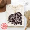 Vintage Linocut Floral Tee, Cottagecore Boho Flowers, Botanical Gift for Her