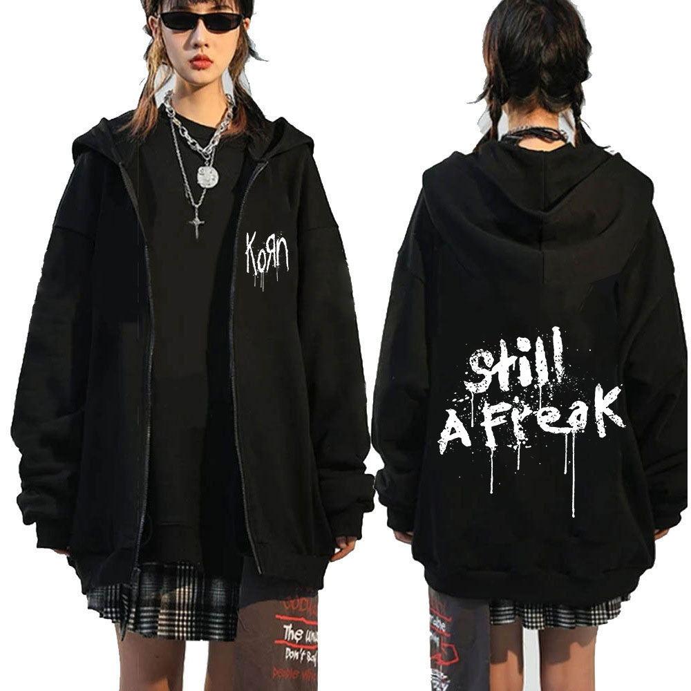 Korn Rock Band WORLD TOUR Куртки на молнии Металлическая музыка Мужские толстовки Негабаритные уличная одежда в стиле хип-хоп Толстовки на молнии Топы в стиле панк Y2K