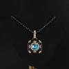 Средневековый Винтажный Премиум Покрытый Медью Старый Синий Бриллиант Инкрустированный Квадратный Черная Эмаль Набор Ожерелье Серьги