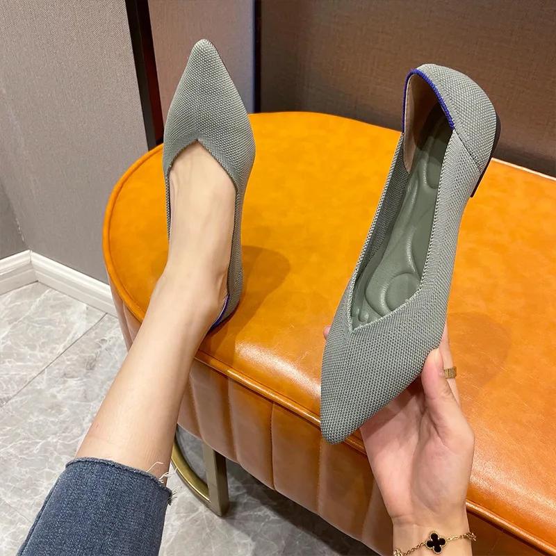 Fashion Knit Slip On Flat Shoes Women Mesh Loafers Stretch Ballet Shallow Flats Dress Shoes Moccasins Comfort Ballet Flats 2025