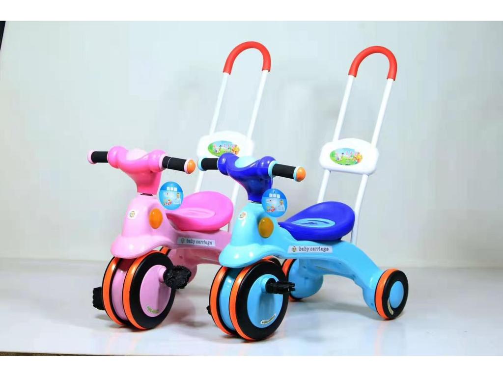 Lightweight Children's Tricycle with Music, Push Handle, and Pedals