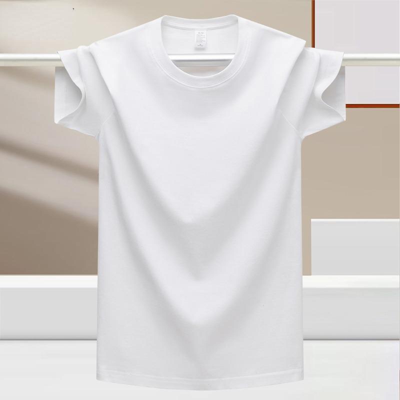 100% Cotton Summer T-Shirt for Men – Loose Fit, Breathable Solid Color Tee for Outdoor Sports and Fitness Exercise