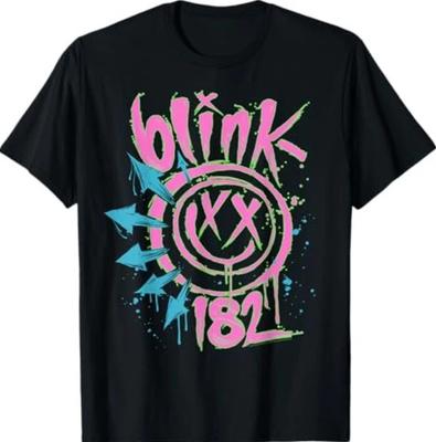 Blink 182 Неоновая Рок-музыкальная группа 100% Хлопок Футболка Мужские Футболки Топ