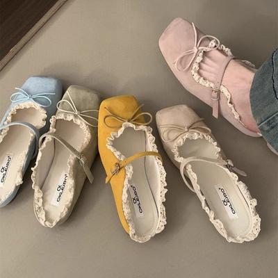 Вечерние женские туфли нежные плоские французские полутапочки Мэри Джейн с бантом однотонные туфли весенне-летние ретро синие балетки