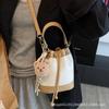 Premium Niche 2025 New Bag Women's Bucket Bag Crossbody Handbag Fashionable Lychee Pattern Contrasting Color Commuter Bag