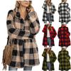 Women's Casual Christmas Plaid Printing Long Sleeve Buttons Plush Cardigan Coat
