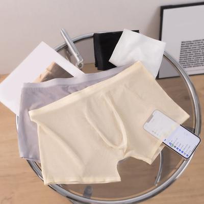 Трусы-боксеры средней посадки, ультратонкие, бесшовные, из прозрачной сетчатой пряжи, шорты-брифы однотонные, дышащие, легкие, мягкие боксеры