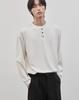WORK ON BODY OFF Rested Semi-Overfit Henley Neck Knit [White]