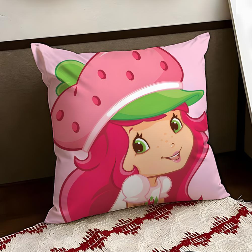 Cartoon SStrawberry SShortcake Cushion Cover Reversible Soft Durable Pillow Cover Home Car MultiScene Use for Daily Comfort