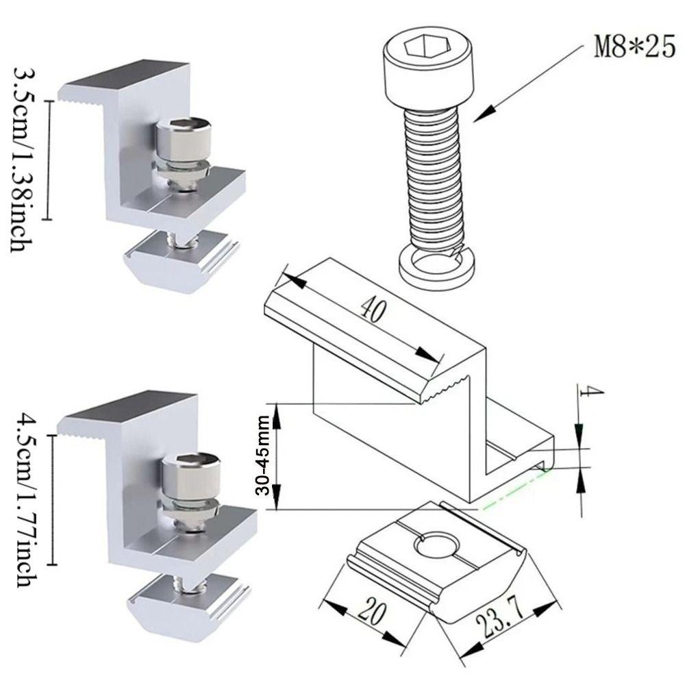 4Pcs Aluminum Zinc Zinc Alloy Solar Panel Mounting Clamp Solar System Install Accessories Solar Panel Fixing
