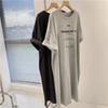 Short-sleeved Dresses Women's Summer Plus Size Medium-length T-shirt Dress Knee-length Casual Long Dress