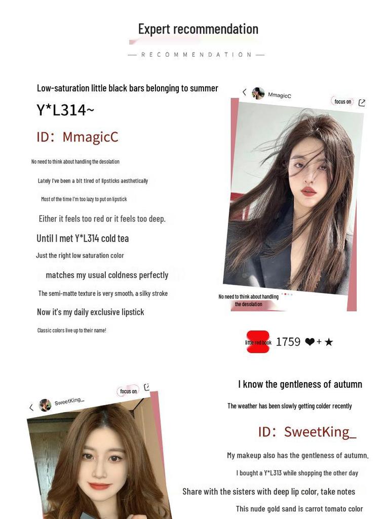 Набор помад YS Luo Jiakou Gold & Little Black Bar (1966 21, 314, 302) - Оригинальная косметика YSL для женщин