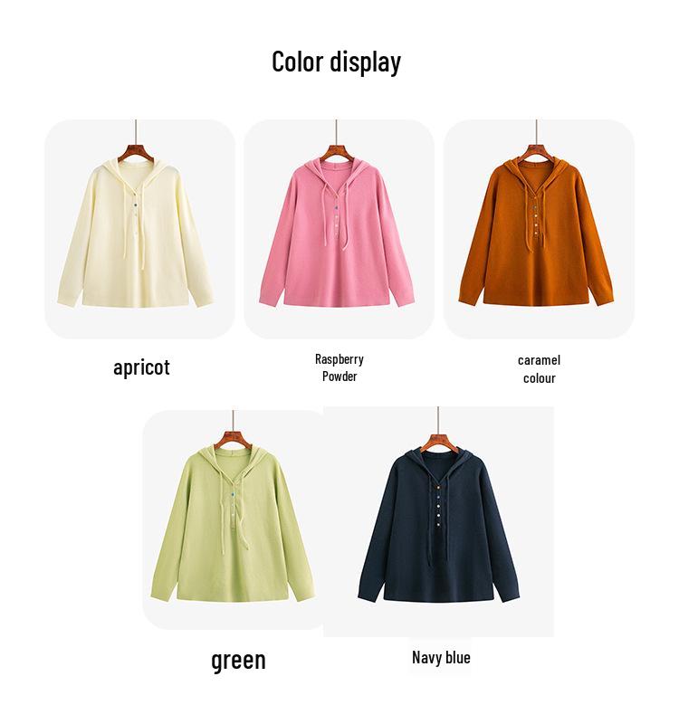 Plus Size Women's Casual Hooded Sweatshirt - Versatile Loose Knitwear Winter Pullover Sweater