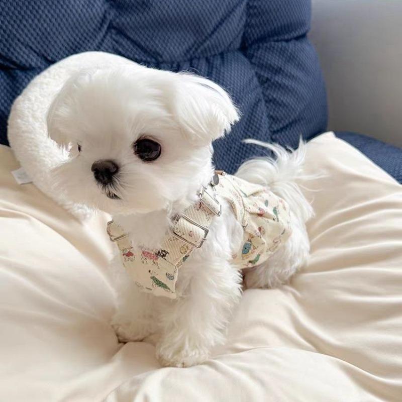 Pet Clothes Dog Spring and Summer Strap Skirt Can Be Towed Small Dog Yorkshire Than the Bear Maltese Fiber Cute